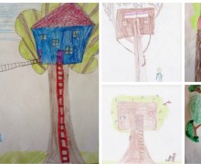 Baumhaus, Zeichnungen von Kindern, Baumhaushotel